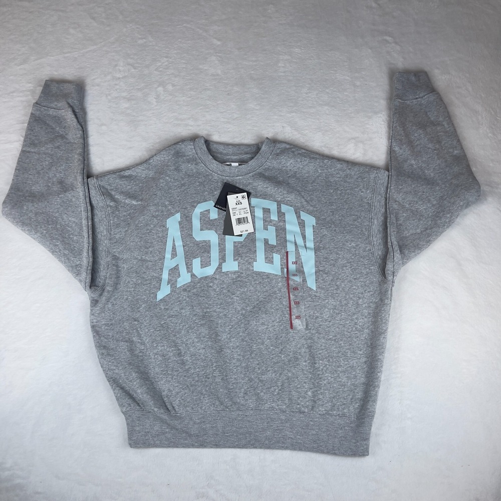 Grayson Threads Sweatshirt Women 2XS Gray Aspen Graphic Print Crew Neck Pullover